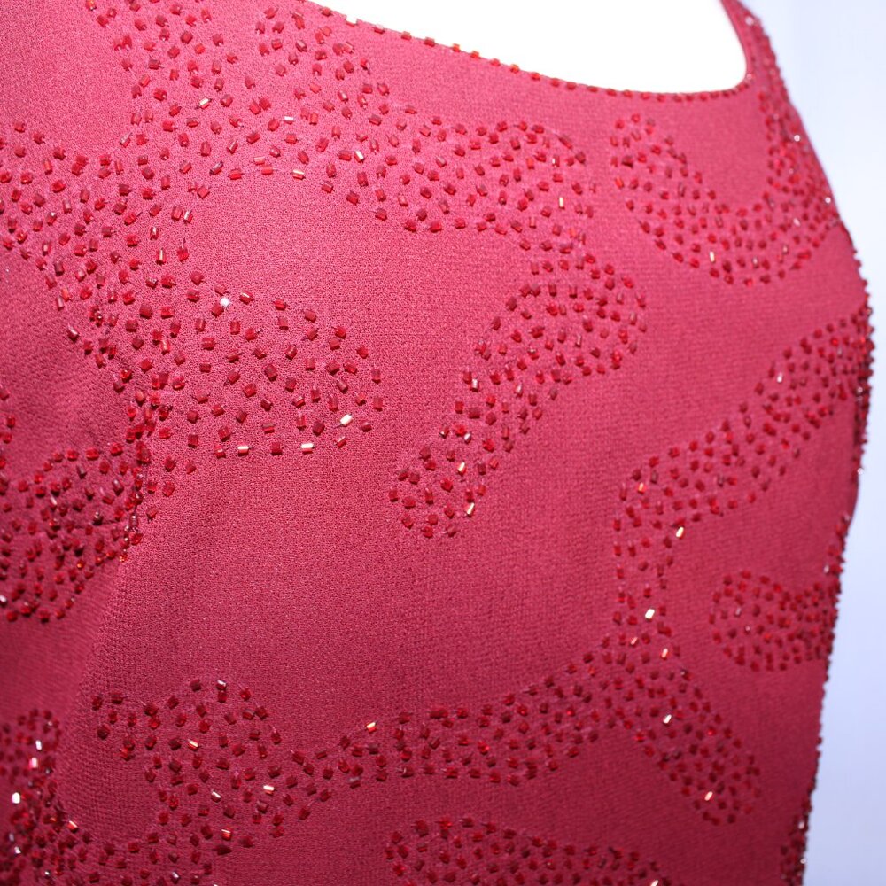 Poly USA #5120 Beaded Chiffon Mother's Gown With Jacket-Size L-BURGUNDY-NWT - Picture 9 of 11